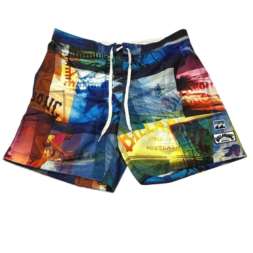 Billabong‎ Board Shorts Multicolor Collage Swim Trunks Mens 36 Surf Beach 7